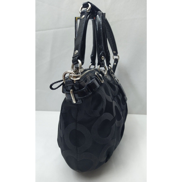 Coach Madison Signature Black Canvas Leather Zip Top Handle Satchel - Picture 5 of 16